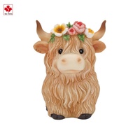 Highland vache Gnome résine Statue marron petit troupeau de vaches pour printemps été jardin ornement Cottage cadeau plateau statuette à plusieurs niveaux