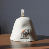 Chapeau de sauna réutilisable en feutre de laine 100% naturelle haute densité, doux, imprimé dessin animé, protection intégrale des oreilles, anti-brûlure, style russe