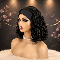 Perruques en cheveux humains vierges péruviens de qualité supérieure, cuticules alignées, double épaisseur, sans colle, bandeau, ondulations lâches, noir naturel, fournisseur en gros