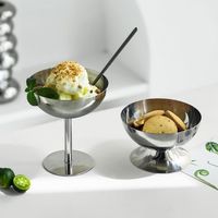 Juego de Copas para Sundae de Acero Inoxidable 304, Tazón para Postre de Helado Pulido con Tallo Corto para Bar, KTV, Fiesta, Logotipo Personalizado
