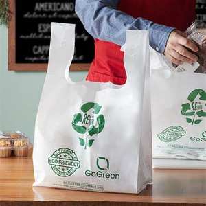 Échantillon gratuit 100% Sac de transport biodégradable avec poignée en plastique pour t-shirt et paquet d'épicerie - Product Image 2