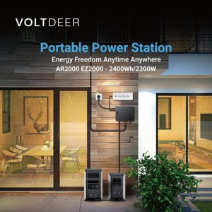 Voltdeer แผงพลังงานแบบพกพาขยายได้, เครื่องควบคุม MPPT สำหรับกิจกรรมกลางแจ้งการสำรองข้อมูลฉุกเฉินโซล่าเซลล์รถยนต์ EZ2000 voltdeer por - Product Image 3