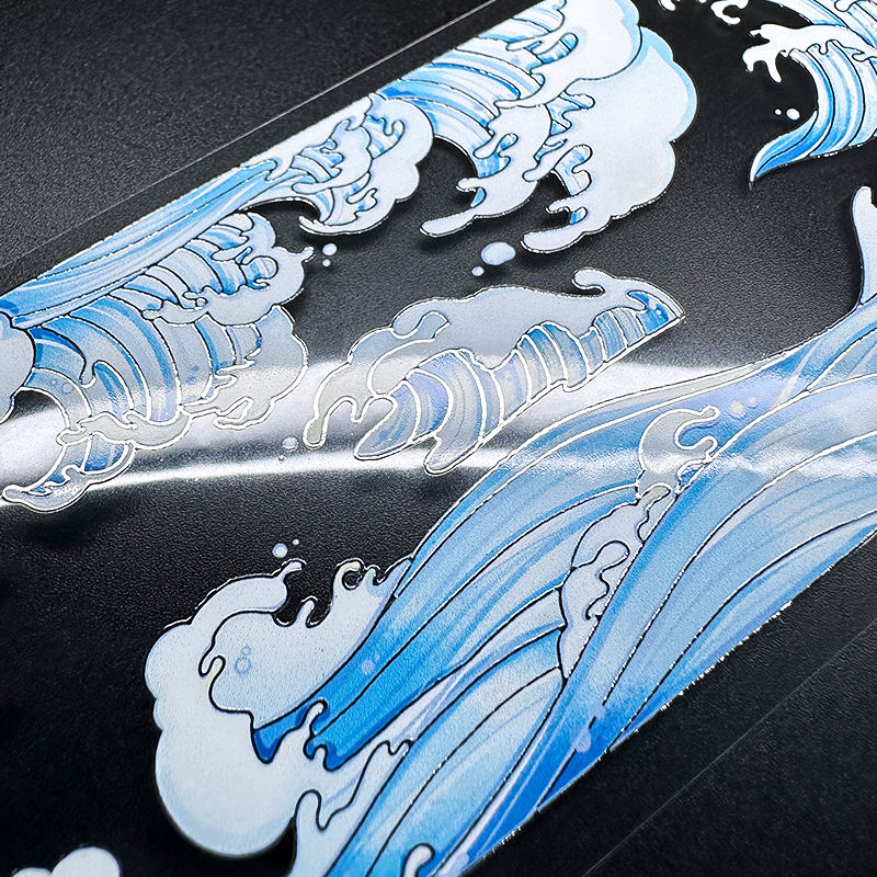 Transparent PET + silver foil + release line example