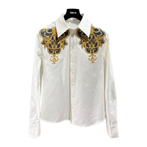 White Dress Shirt - White and Gold Dress Shirt - High Quality