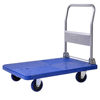 Carretilla de Mano Industrial de Acero, Plataforma Resistente, Cuatro Ruedas, Galvanizada en Zinc, Portátil, Plegable, Superficie Antideslizante, Gran Tamaño, OEM