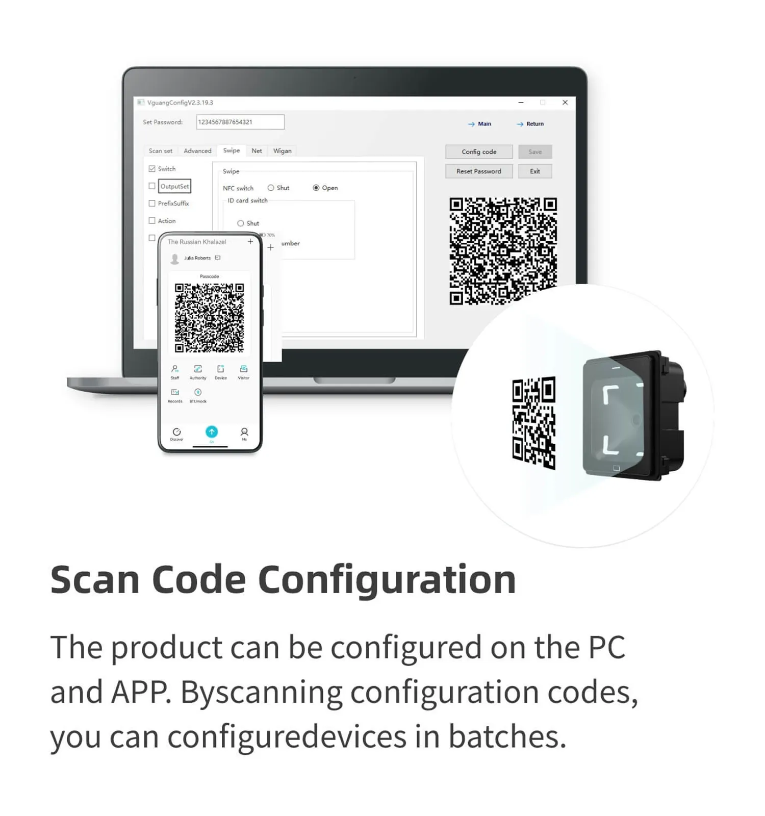 Vguang MX Series Qr Code Scanner ในโมดูล QR Code เดียวคำติชมที่หลากหลายสามารถเพิ่มการ์ดกวาดโมดูล NFC + รหัสสแกนทั้งหมด0มม.-100มม.