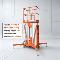 Plateforme de travail aérienne mobile hydraulique Berui SJYL0.15-4 à double mât en aluminium, hauteur de travail 12m, capacité 150kg