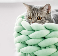 Lit profond pour chat, fait à la main, rond, Crochet, nid épais, laine tressée, lit pour chat