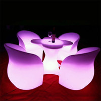 Nouveau design Ensemble de meubles de chaise LED en forme de fleur illuminée étanche et changeant de couleur