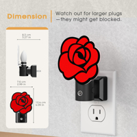 Veilleuse LED Rose Rouge LOHAS, Lumière Blanche Chaude, Capteur Crépusculaire, Lampe de Chevet Rose pour Adultes et Enfants, Idéale pour Chambre et Couloir