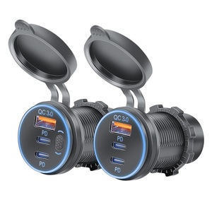 شاحن سيارة بثلاثة منافذ <span class=keywords><strong>USB</strong></span> بقوة 12 فولت، 30 واط PD3.0 نوع C، 18 واط QC3.0 شحن سريع، مقبس <span class=keywords><strong>USB</strong></span> مزدوج للحافلات والمركبات الترفيهية والقوارب - Product Image 2