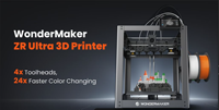 WonderMaker ZR ultra 3D打印机开源4个工具头多材料打印快速更换PLA自动调平DLP技术