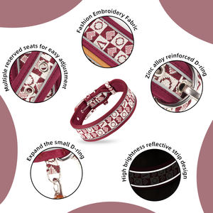 Novedad, <span class=keywords><strong>Collar</strong></span> de perro con patrón de letras bordadas, collares reflectantes acolchados suaves para mascotas con hebilla de Pin, collares de tela transpirable para cachorros - Product Image 3