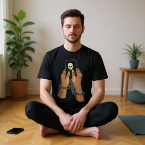 T-shirt à manches longues Digital Detox Cleanse Switch Off Your Phone Skull Handcuffs - Product Image 3