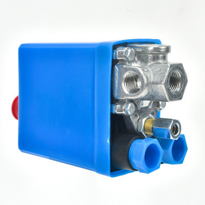 สวิตช์ควบคุมแรงดันลม G1/4 100 psi ฝาครอบสีน้ำเงิน ตัวควบคุมแบบรูเดียวไฟฟ้า - Product Image 1