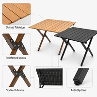 Mesa de Comedor Plegable Portátil Moderna de Metal, Base Rectangular Extensible, Muebles Duraderos para Exteriores, Playa y Picnic