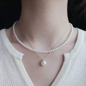 Freshwater Pearl Necklace 3-3.5mm & 8.5-9mm Sterling Silver <b>Queen</b> Pendant Layered Collarbone Chain Fine Jewelry <b>Gift</b> Set - Product Image 2