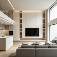 Meuble TV mural double face en mélamine sans formaldéhyde, design moderne, pour rénovation de villa de luxe minimaliste