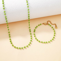 Bijoux mode élégants et minimalistes en acier inoxydable, vente en gros de perles de cristal plaquées or, ensembles de bracelets et de colliers pour femmes