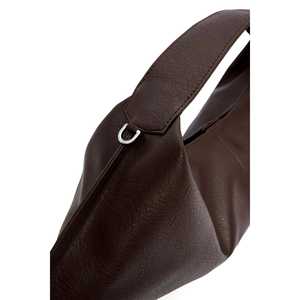 Bolso Bandolera de Cuero Marrón Marlon con Asa Única y Cierre de Botón, Estilo Femenino con Forro de Lona y Patrón de Hilo - Product Image 1