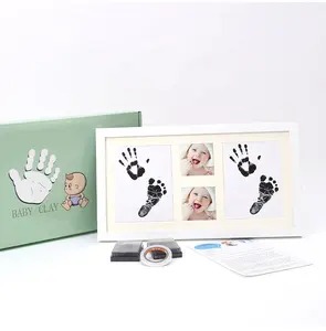 Baby Handprint Kids Photo Frame Or Footprint Ideas with non-toxic ink pad christmas gifts, anniversary