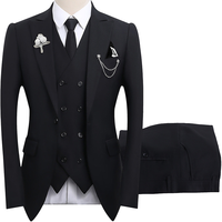 Costume de mariage et d'affaires trois pièces ajusté pour homme, à col cranté et simple boutonnage, pour le marié et le témoin