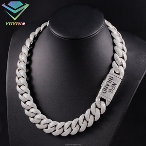 Chaîne cubaine Miami en argent S925 avec diamants Moissanite certifiés GRA VVS de 22 mm et 5 rangs, couleur or rose, passe le testeur de diamants - Product Image 4