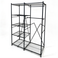 Porte-vêtements métallique industriel à deux plis et 5 niveaux, thermolaqué, antirouille, robuste, pour chambre, placard, magasin de vêtements, entrepôt, ODM, OEM