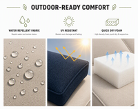 Coussin marin modulaire en mousse haute densité, résistant aux UV, hydrofuge, à séchage rapide, bleu marine rayé, sur mesure pour extérieur