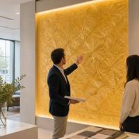 Panneau de verre doré, panneau de verre ambré, panneau mural décoratif en verre, mur en verre rétroéclairé, panneau mural en verre à motif cristallin