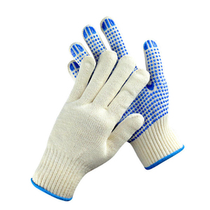 قفازات عمل صناعية من خيوط مزيج القطن والبوليستر الصفراء مع نقاط PVC، قفازات قابلة للتنفس وقابلة للتخصيص للحماية - Product Image 4