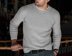 Pull tricoté <span class=keywords><strong>homme</strong></span> automne-hiver, col rond, manches raglan, col et poignets côtelés fins, coupe ajustée, style décontracté et tendance - Product Image 6