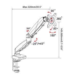 <span class=keywords><strong>Bras</strong></span> de moniteur <span class=keywords><strong>d</strong></span>'<span class=keywords><strong>ordinateur</strong></span> <span class=keywords><strong>ergonomique</strong></span> à hauteur réglable en V avec combinaison de ressort à gaz <span class=keywords><strong>pour</strong></span> <span class=keywords><strong>écran</strong></span>s de 15 à 32 pouces Charge 9kg/19.8lbs VM-GC41P - Product Image 6