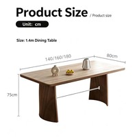 Table à manger en placage de noyer au design du milieu du siècle, base en bois massif avec plateau en pierre frittée, table de dîner écologique pour la maison
