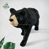 Offre Spéciale – Figurine d'ours noir en bois sculpté, simulation réaliste, pour décoration intérieure et jouets
