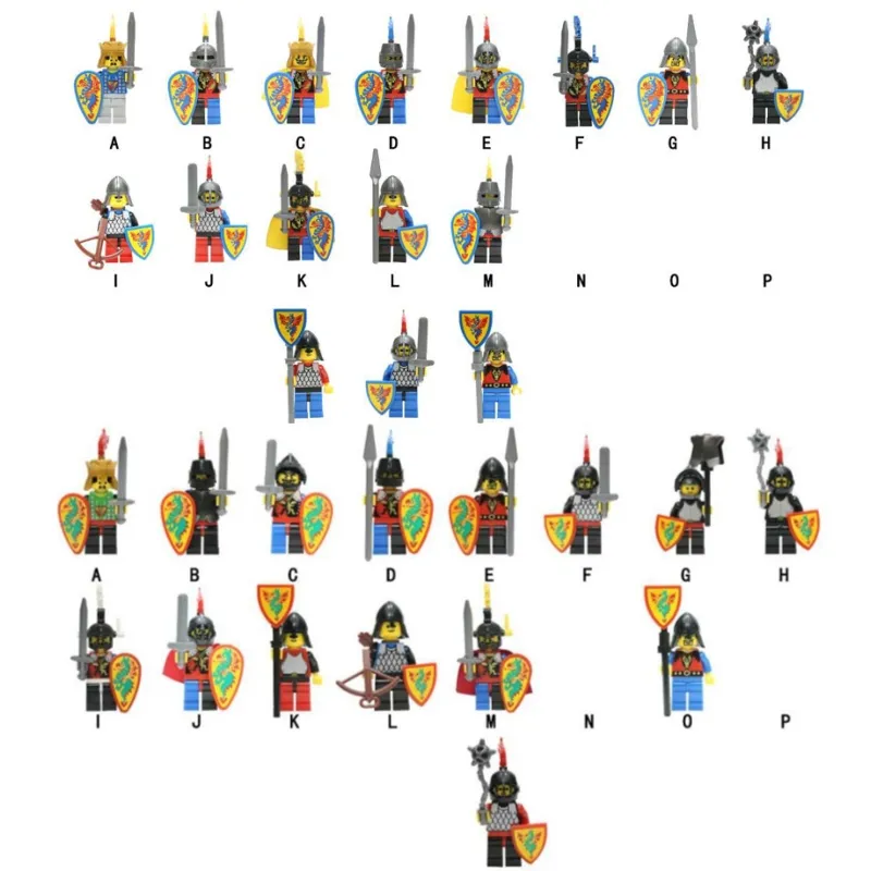 AX9812 AX9813 군사 중세 기사 시리즈 다크 드래곤 기사 궁수 미니 빌딩 블록 교육용 어린이 소년 장난감