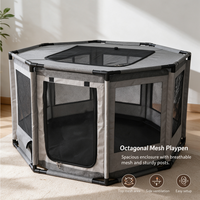 Parc de jeu pliable portable pour animaux de compagnie, chats et petits chiens, en maille respirante, avec porte zippée et panneau supérieur, pour usage intérieur et extérieur