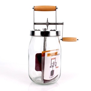 Unique Factory Supply 1000ml 1500ml Large Glass Mason Jar Cream Manual Butter Churner With Hand Crank For Home Kitchen