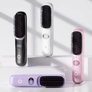 Mini <span class=keywords><strong>brosse</strong></span> <span class=keywords><strong>lissante</strong></span> électrique professionnelle pour femmes USB, ions négatifs, sans fil, recharge sans fil, capacités de lissage - Product Image 1