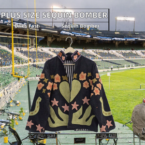 Blouson Bomber en Velours Côtelé Brodé pour Femme, Col Montant, Patchwork Floral, Fermeture Éclair, Vêtement d'Extérieur Décontracté pour le Streetwear - Product Image 2
