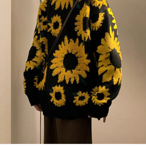 <span class=keywords><strong>Pull</strong></span> tricoté en peluche motif floral Tournesol Cerf pour <span class=keywords><strong>Homme</strong></span> et Femme, Automne Hiver, Style Rétro Ample et Décontracté, Tendance, Chaud, Marque - Product Image 2
