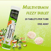 Comprimés effervescents multivitaminés pour adultes, marque privée OEM, vitamine C, complexe B, sans sucre, soutien immunitaire, énergie