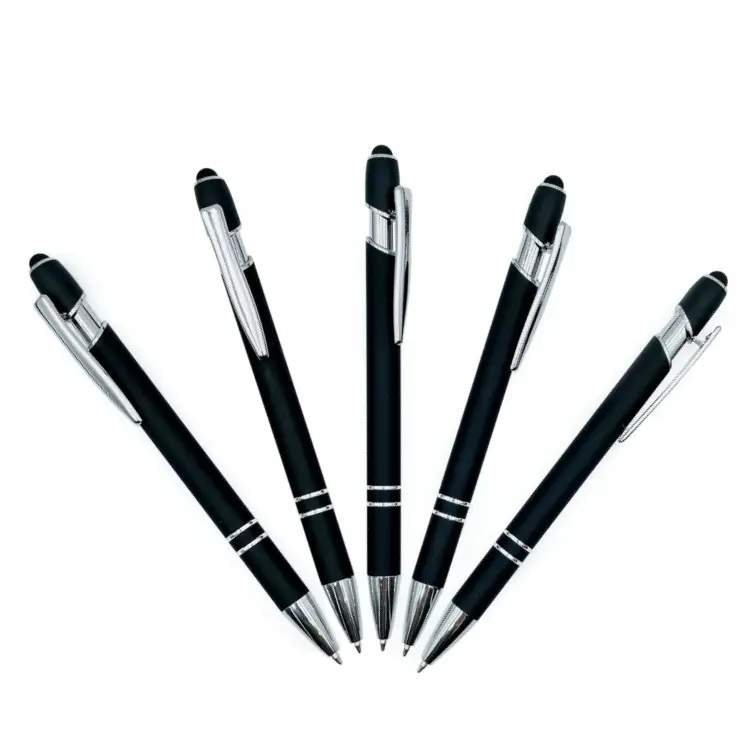 2 in 1 Branded Soft Touch Stylus Kugelschreiber aus gummiertem Metall für Werbezwecke