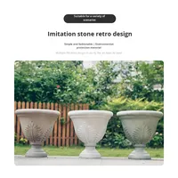 Pot Bunga Porselen Berdiri Lantai Motif Daun Retro Nordik Queen Cup untuk Tanaman Hijau Villa, Budidaya Bonsai, Berkebun di Rumah