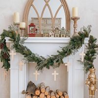Marcapáginas de madera sin terminar con diseño de cruz, marcapáginas de madera con patrón de vitral, manualidades religiosas para pintar, regalo para la iglesia