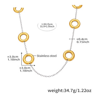 金色链条女式不规则项链时尚长项链圆形电镀毛衣项链 - Product Image 4