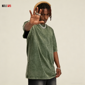 Maglietta da uomo in bianco con lavaggio acido pesante in bianco di alta qualità camicie di cotone Casual a <span class=keywords><strong>maniche</strong></span> <span class=keywords><strong>corte</strong></span> oversize Unisex - Product Image 3