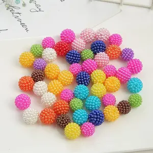 Perle bicolore colorée Imitation perle Yangmei boule trou droit ABS perle bricolage accessoires chaussures strass verre Motif Style