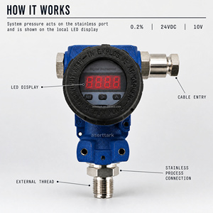 Transmetteur de pression numérique MT100SP-S avec affichage numérique, précision de 0,2 %, sortie 24 VDC 10 V, capteur de pression industriel pour gaz, vapeur, liquide - Product Image 2