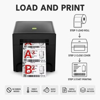 Imprimante d'étiquettes thermiques de bureau 3 pouces 203 dpi 150 mm/s, double couleur rouge et noir, pour codes-barres et étiquettes d'expédition